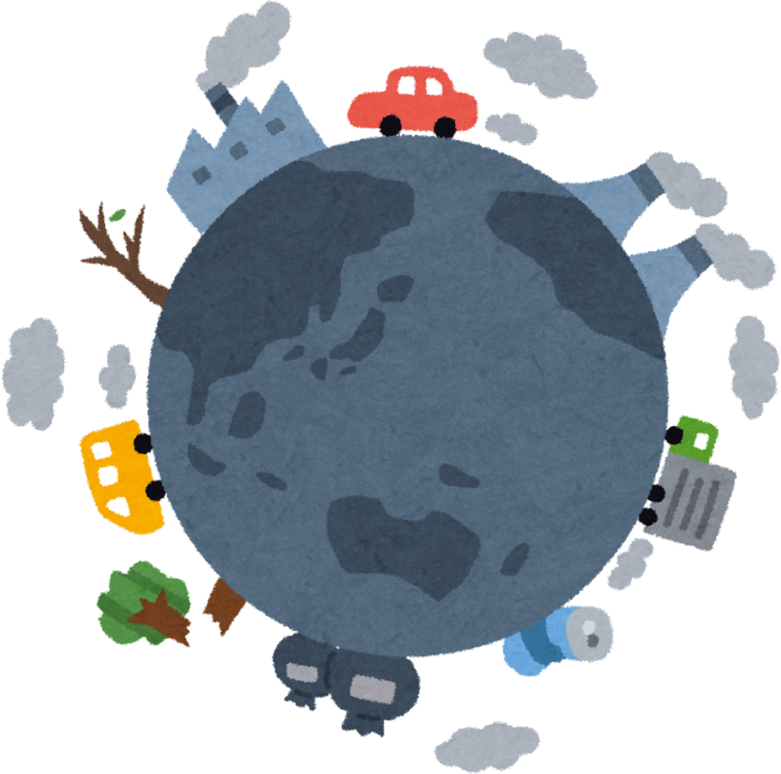 Illustration of a Polluted Earth with Industrial Emissions