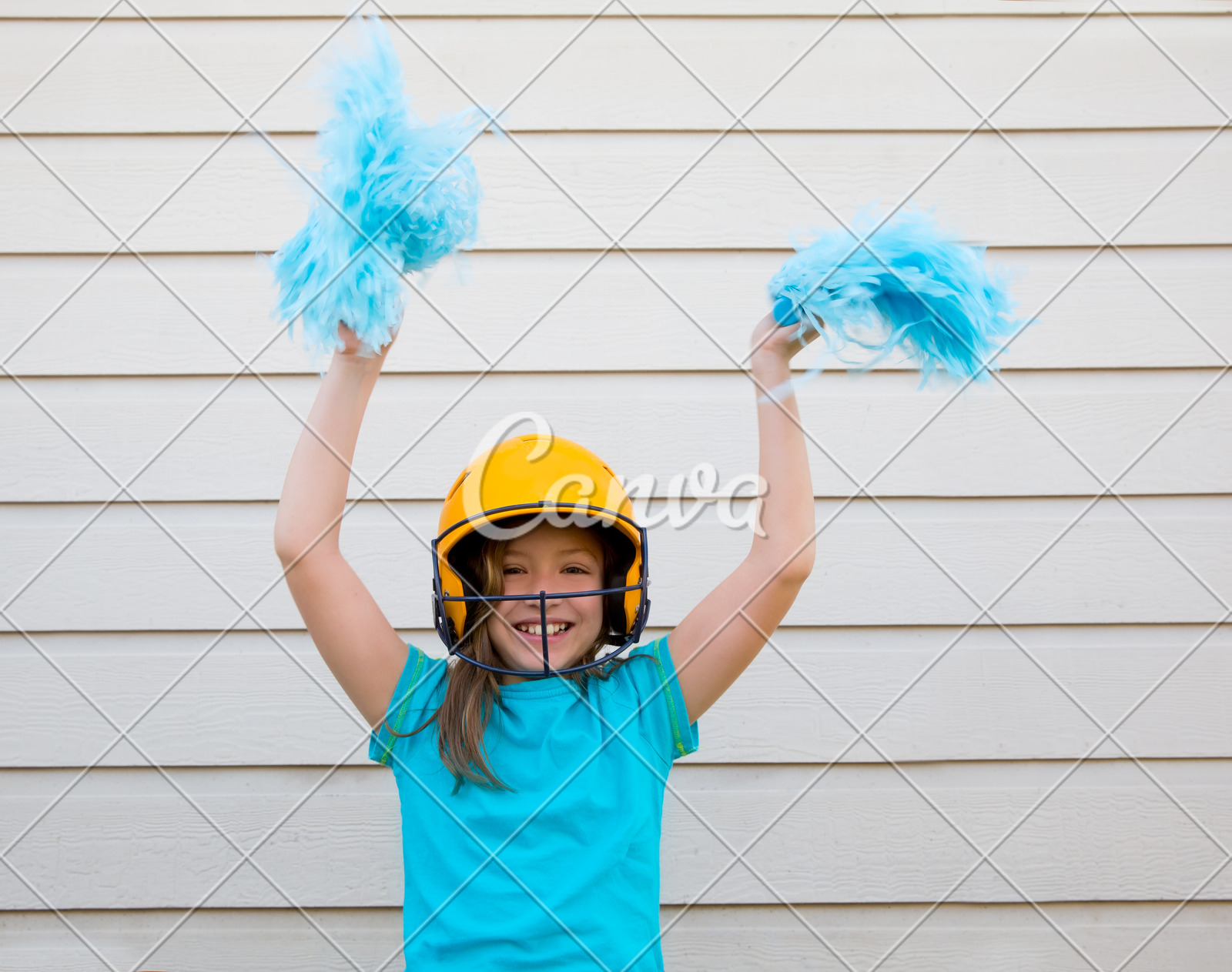 Baseball Cheerleading Pom Poms Girl Happy Smiling Baseball Cheerleading Pom Poms Girl Happy Smiling