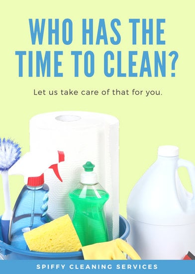 lime green and blue cleaning supplies service flyer templates by canva cleaninh service flyers