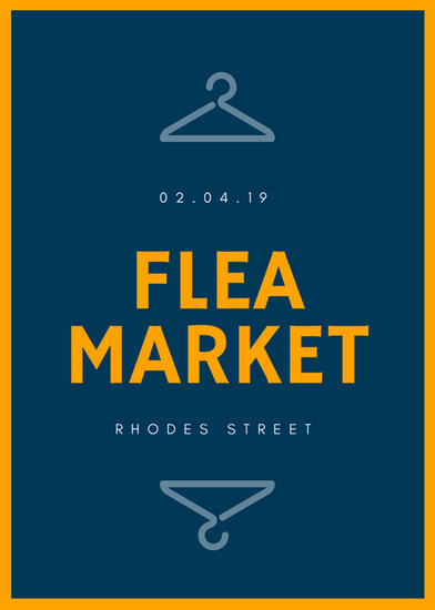 blue and orange hanger icons flea marker yard sale flyer templates flea market flyers