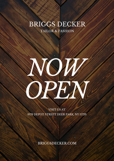 wood background fashion tailor opening flyer templates by canva wood background flyer