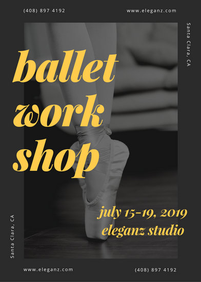 black and yellow ballet workshop flyer templates by canva maca flyer