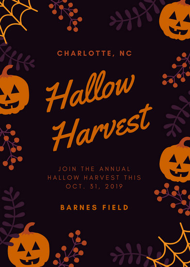 orange and violet pumpkin halloween flyer templates by canva entertainment resume template