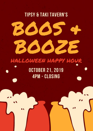 red orange halloween happy hour flyer templates by canva canva halloween flyers