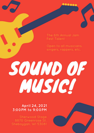 red musical icons talent show flyer templates by canva music flyer canva