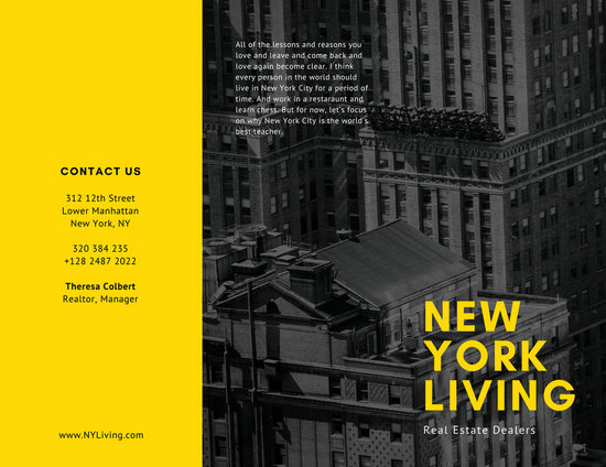 black and white brochure
