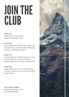 mountaineering club minimal flyer templates by canva mountaineering club flyer