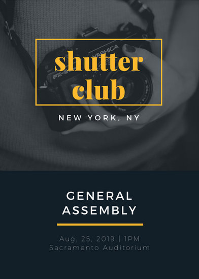 navy blue gold camera photography club flyer templates by canva new york flyer advertising