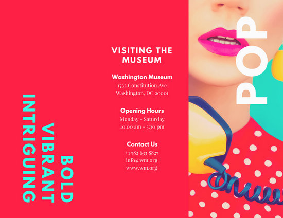 red pop art exhibit creative trifold brochure templates by canva art exhibition flyer design