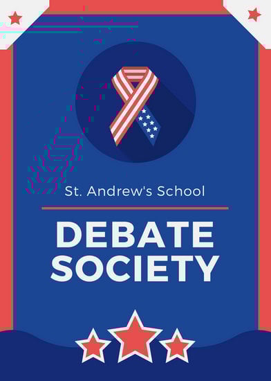 blue and red debate school club flyer templates by canva cool school club flyers