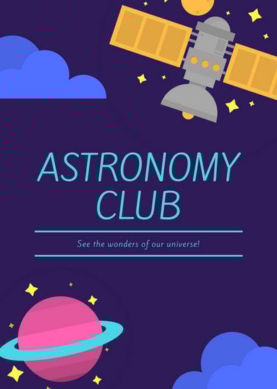dark purple colorful astronomy club flyer templates by canva how to make a flyer for a school club