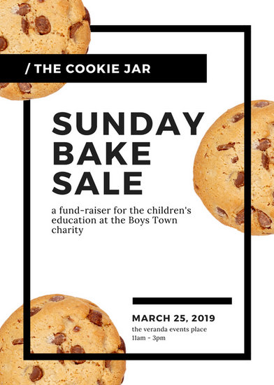 white black modern cookies bake sale flyer templates by canva flyer ideas for events