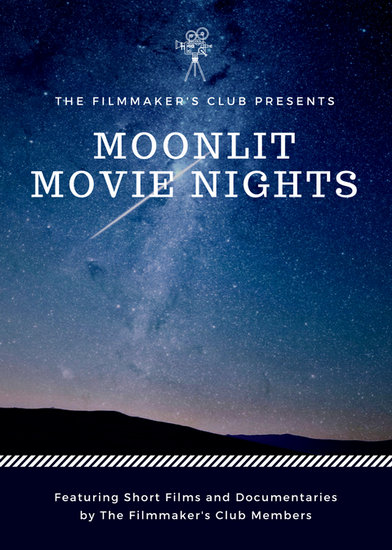 blue stars and video camera icon movie night flyer templates by canva stars night sky flyer