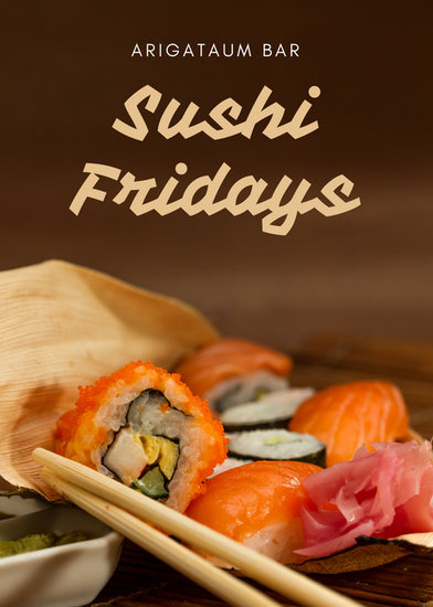 brown sushi restaurant promo sale flyer templates by canva flyer opening sushi restaurant