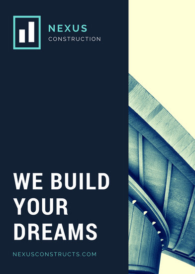 turquoise navy photo modern construction flyer templates by canva ads flyers nexus