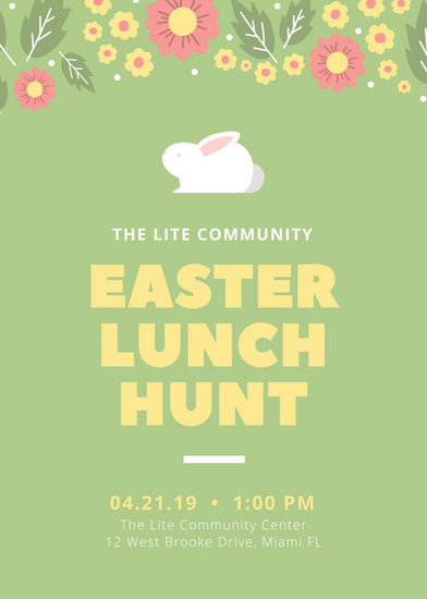green bunny illustrated easter flyer templates by canva easter flyer
