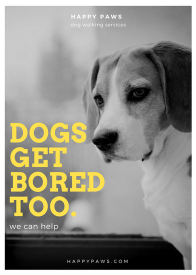 yellow and black photo dog walking flyer templates by canva walking flyer