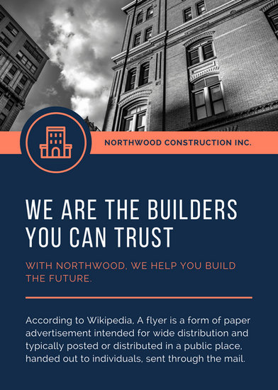 dark blue orange corporate construction flyer templates by canva academic buildings flyers posters