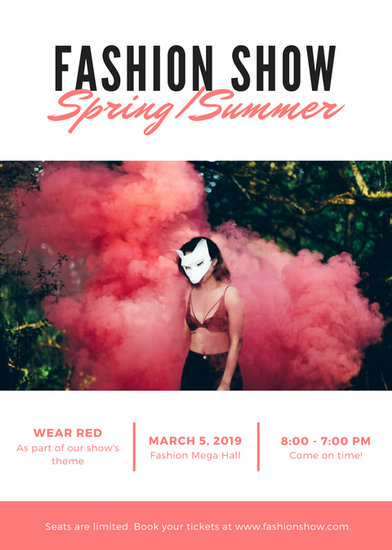 coral white modern fashion show flyer templates by canva canva night time flyer