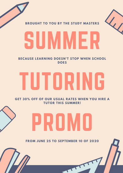 orange blue and cream summer tutor flyer templates by canva flyers for hire