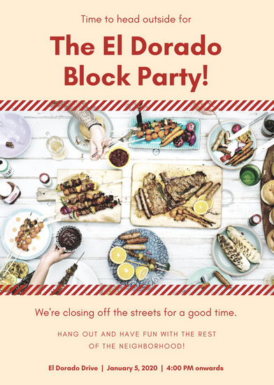 red and cream block party flyer templates by canva neighborhood brunch flyer