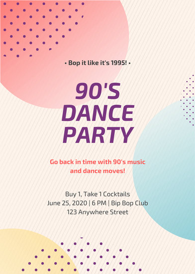 colorful polka dots dance party flyer templates by canva canva night time flyer