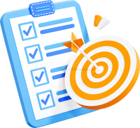 Misión, Visión y Valores 3D Project task management and hitting the target