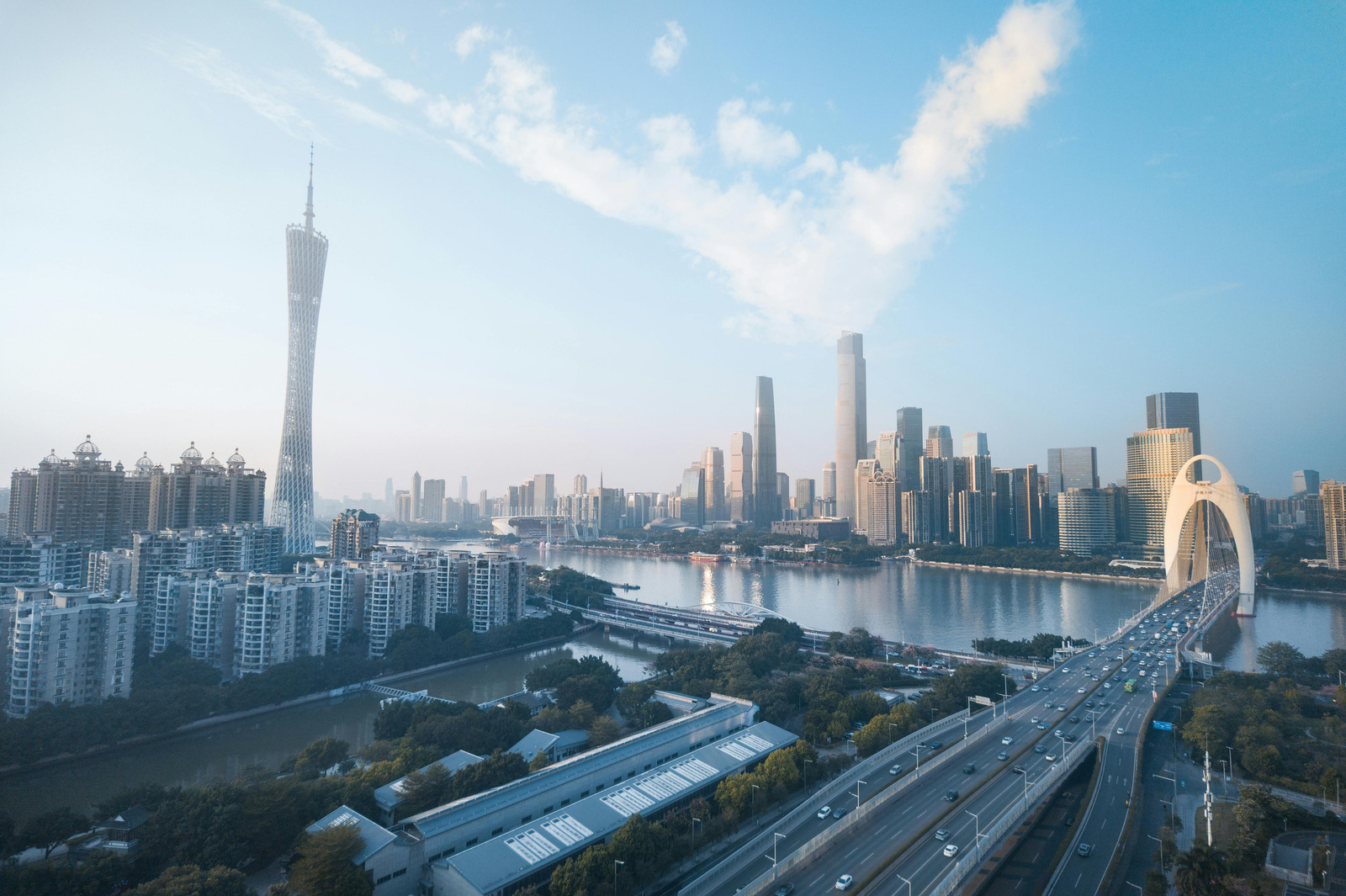 Aerial View of Guangzhou City Skyline